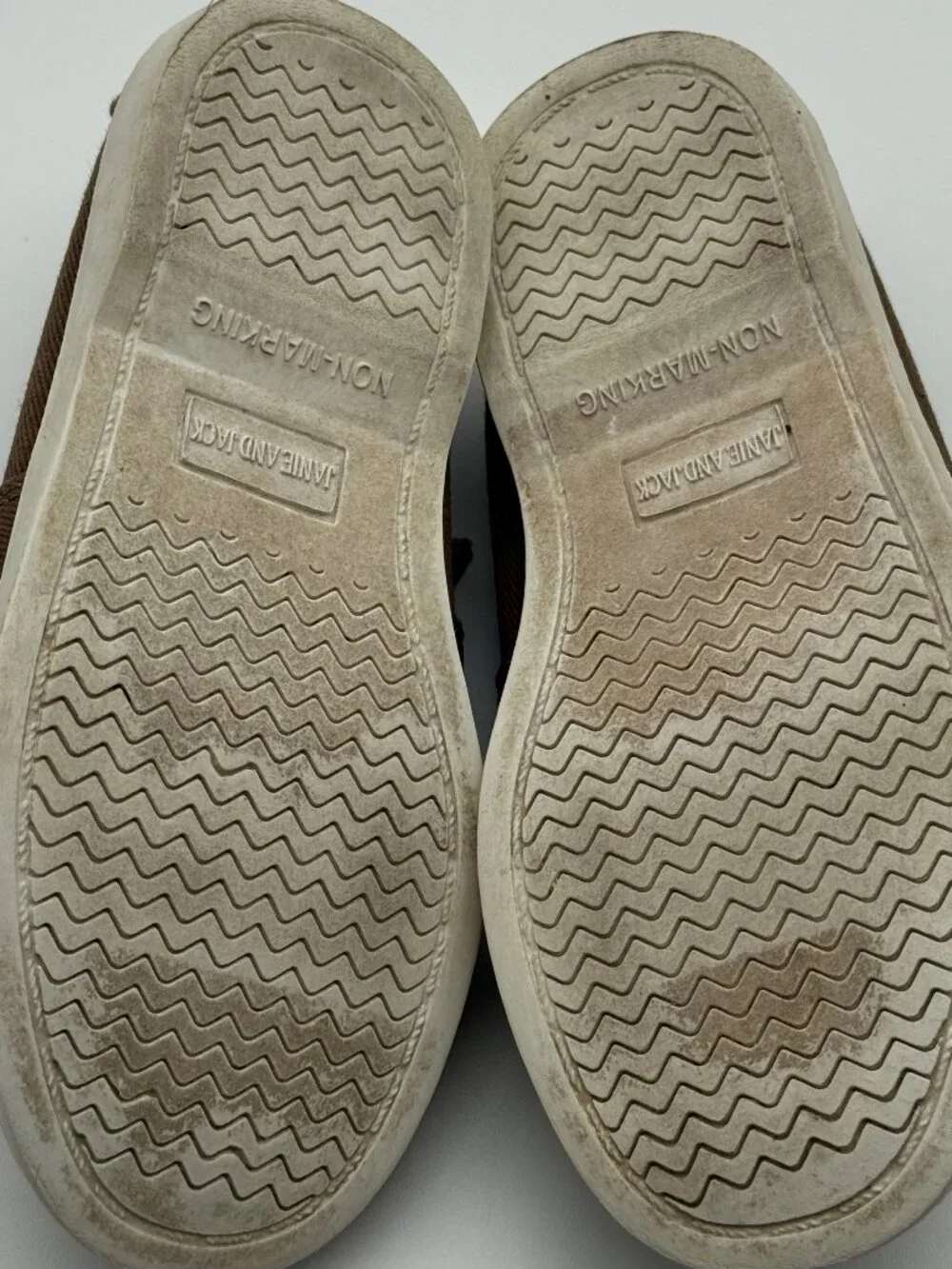 Janie and Jack Brown Canvas & Navy Boat Shoes Size 8
